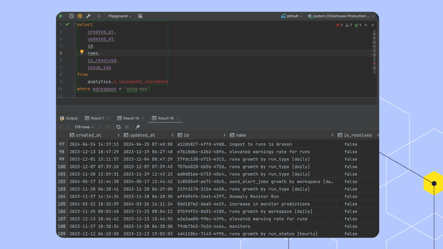 Peeking under the hood in ClickHouse of data stored for each incident